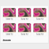 Roze en zwart Abstract met Gold Swirls Hartelijk d Vierkante Sticker (Vel)