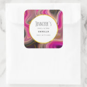 Roze en zwart Abstract met Gold Swirls-kaars Vierkante Sticker (Tas)