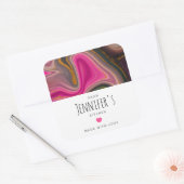 Roze en zwart Abstract met Gold Swirls Kitchen Vierkante Sticker (Envelop)