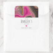 Roze en zwart Abstract met Gold Swirls Kitchen Vierkante Sticker (Tas)