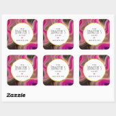 Roze en zwart Abstract met Gold Swirls Kitchen Vierkante Sticker (Vel)