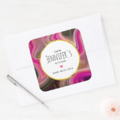 Roze en zwart Abstract met Gold Swirls Kitchen Vierkante Sticker (Envelop)