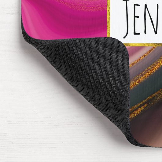 Roze en zwart Abstract met Gold Swirls Mouse Pa Muismat (Hoek)