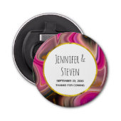 Roze en zwart Abstract met Gold Swirls Wedding Button Flesopener (Voorkant)