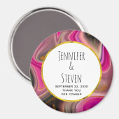 Roze en zwart Abstract met Gold Swirls Wedding Magneet (Voorkant / Achterkant)