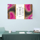 Roze en Zwart Abstract met Gouden Swirls Banner (Beurs)