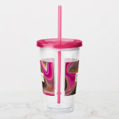 Roze en zwart, Abstract met goudziren Acryl Drinkbeker (Rechts)