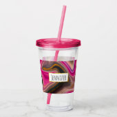 Roze en zwart, Abstract met goudziren Acryl Drinkbeker (Achterkant)