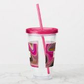 Roze en zwart, Abstract met goudziren Acryl Drinkbeker (Links)