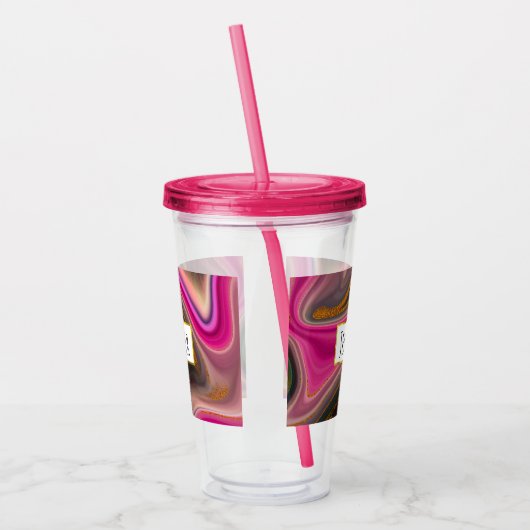 Roze en zwart, Abstract met goudziren Acryl Drinkbeker (Links)