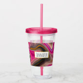 Roze en zwart, Abstract met goudziren Acryl Drinkbeker (Voorkant)