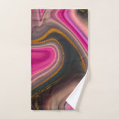 Roze en zwart, Abstract met goudziren Bad Handdoek (Handdoek)