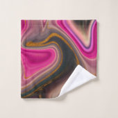 Roze en zwart, Abstract met goudziren Bad Handdoek (Wasdoekje)