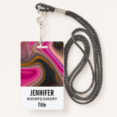 Roze en zwart, Abstract met goudziren Badge (Achterkant met draagriem)