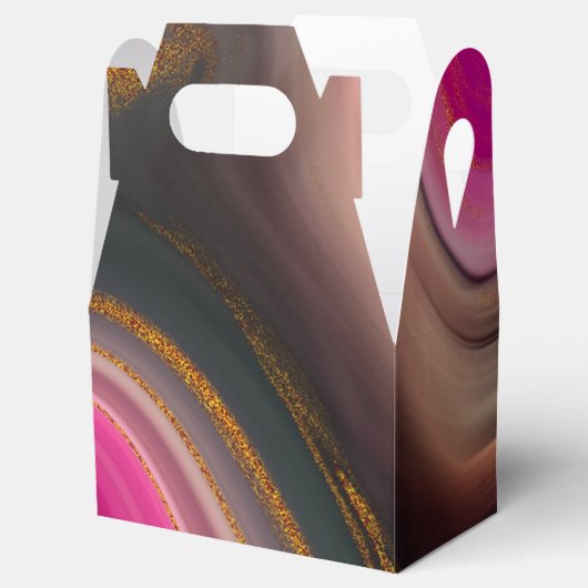 Roze en zwart, Abstract met goudziren Bedankdoosjes (Geopend)