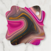 Roze en zwart, Abstract met goudziren Bedankjes Labels (Achterkant)