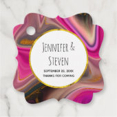 Roze en zwart, Abstract met goudziren Bedankjes Labels (Voorkant)