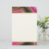 Roze en zwart, Abstract met goudziren Briefpapier (Staand voorkant)