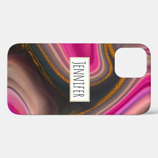 Roze en zwart, Abstract met goudziren Case-Mate iPhone Case (Achterkant (horizontaal))