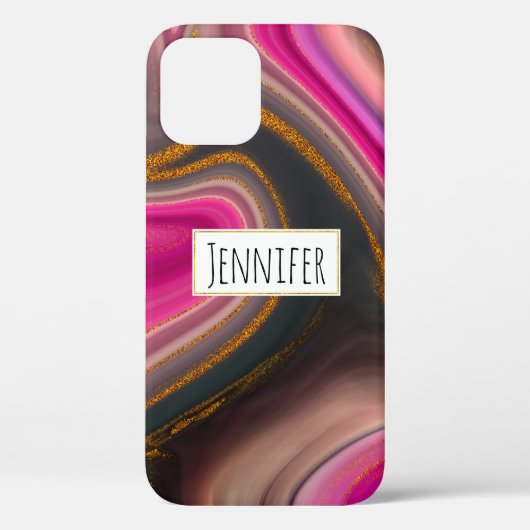 Roze en zwart, Abstract met goudziren Case-Mate iPhone Case (Achterkant)