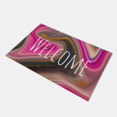 Roze en zwart, Abstract met goudziren Deurmat (Schuin)