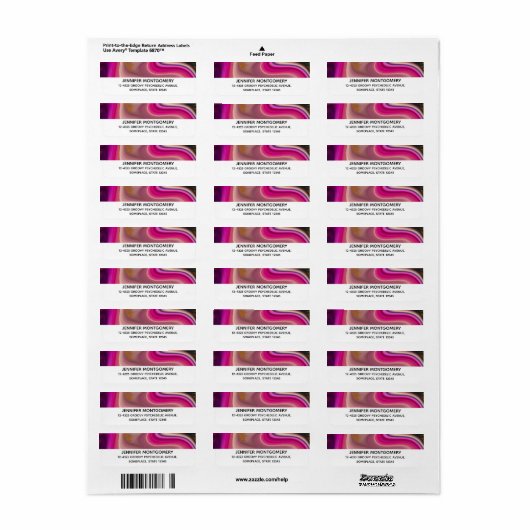 Roze en zwart, Abstract met goudziren Etiket (Full Sheet)