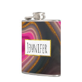 Roze en zwart, Abstract met goudziren Heupfles (Links)