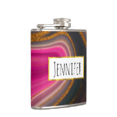 Roze en zwart, Abstract met goudziren Heupfles (Rechts)