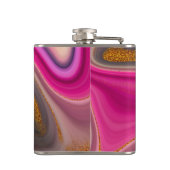 Roze en zwart, Abstract met goudziren Heupfles (Achterkant)