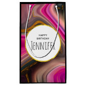 Roze en zwart, Abstract met goudziren Klein Cadeauzakje (Achterkant)