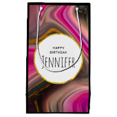 Roze en zwart, Abstract met goudziren Klein Cadeauzakje (Voorkant)