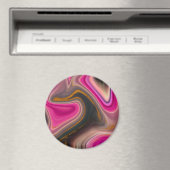 Roze en zwart, Abstract met goudziren Magneet (Insitu (Vaatwasser))