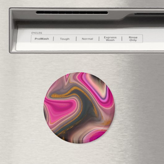 Roze en zwart, Abstract met goudziren Magneet (Insitu (Vaatwasser))