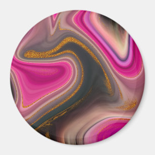 Roze en zwart, Abstract met goudziren Magneet