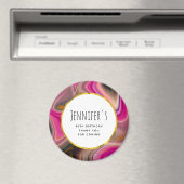 Roze en zwart, Abstract met goudziren Magneet (Insitu (Vaatwasser))