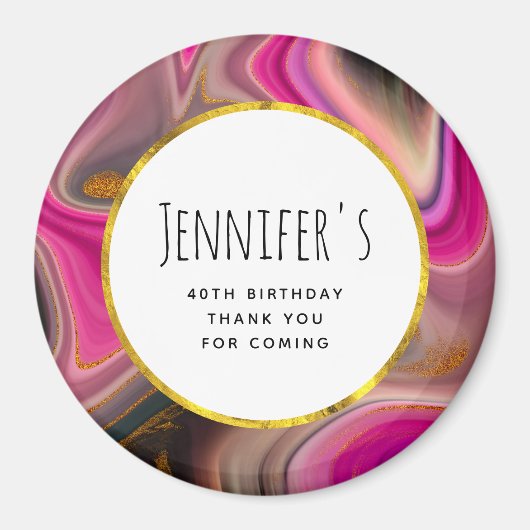 Roze en zwart, Abstract met goudziren Magneet (Voorkant)