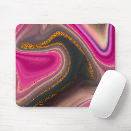 Roze en zwart, Abstract met goudziren Muismat (Met muis)