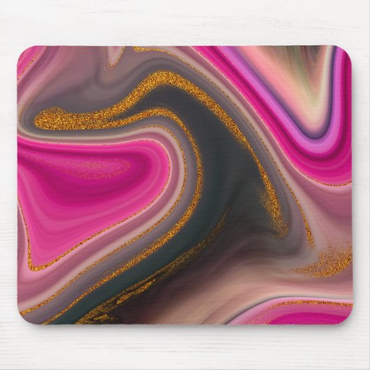 Roze en zwart, Abstract met goudziren Muismat (Voorkant)