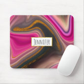 Roze en zwart, Abstract met goudziren Muismat (Met muis)