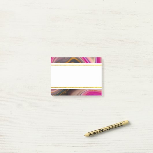 Roze en zwart, Abstract met goudziren Post-it® Notes (Op bureau)