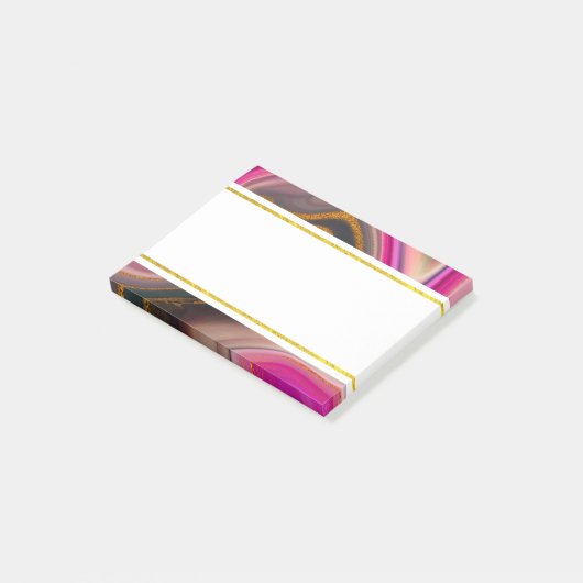 Roze en zwart, Abstract met goudziren Post-it® Notes (Schuin)