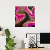 Roze en zwart, Abstract met goudziren Poster (Thuiskantoor)