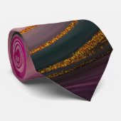 Roze en zwart, Abstract met goudziren Stropdas (Opgerold)