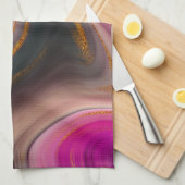 Roze en zwart, Abstract met goudziren Theedoek (Quarter Fold)