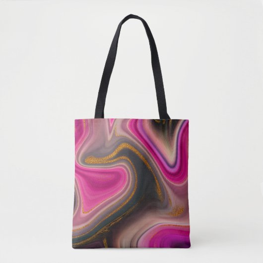 Roze en zwart, Abstract met goudziren Tote Bag (Voorkant)