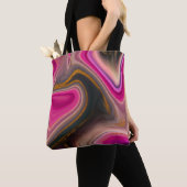 Roze en zwart, Abstract met goudziren Tote Bag (Dichtbij)