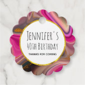 Roze en zwart, Abstract met goudziren van afgelope Bedankjes Labels (Voorkant)