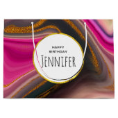 Roze en zwart, Abstract met goudziren van afgelope Groot Cadeauzakje (Voorkant)