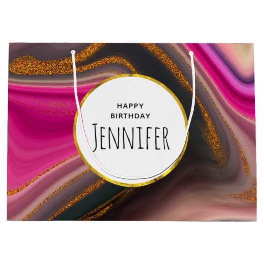 Roze en zwart, Abstract met goudziren van afgelope Groot Cadeauzakje (Voorkant)