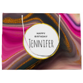 Roze en zwart, Abstract met goudziren van afgelope Groot Cadeauzakje (Achterkant)